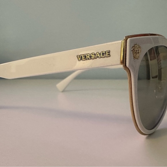 Versace white cat eye winter sunglasses ?️ silver graded lenses. New. No tags main image 7